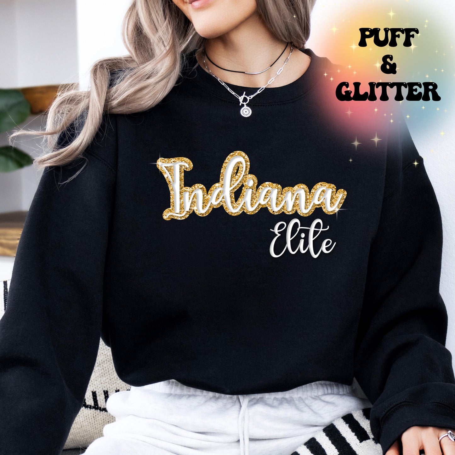 Custom Cheer Puff Print Team Name Sweatshirt, Glitter & Embossed Mascot Sweater, Custom School Spirit Tee Shirt, Gift Idea