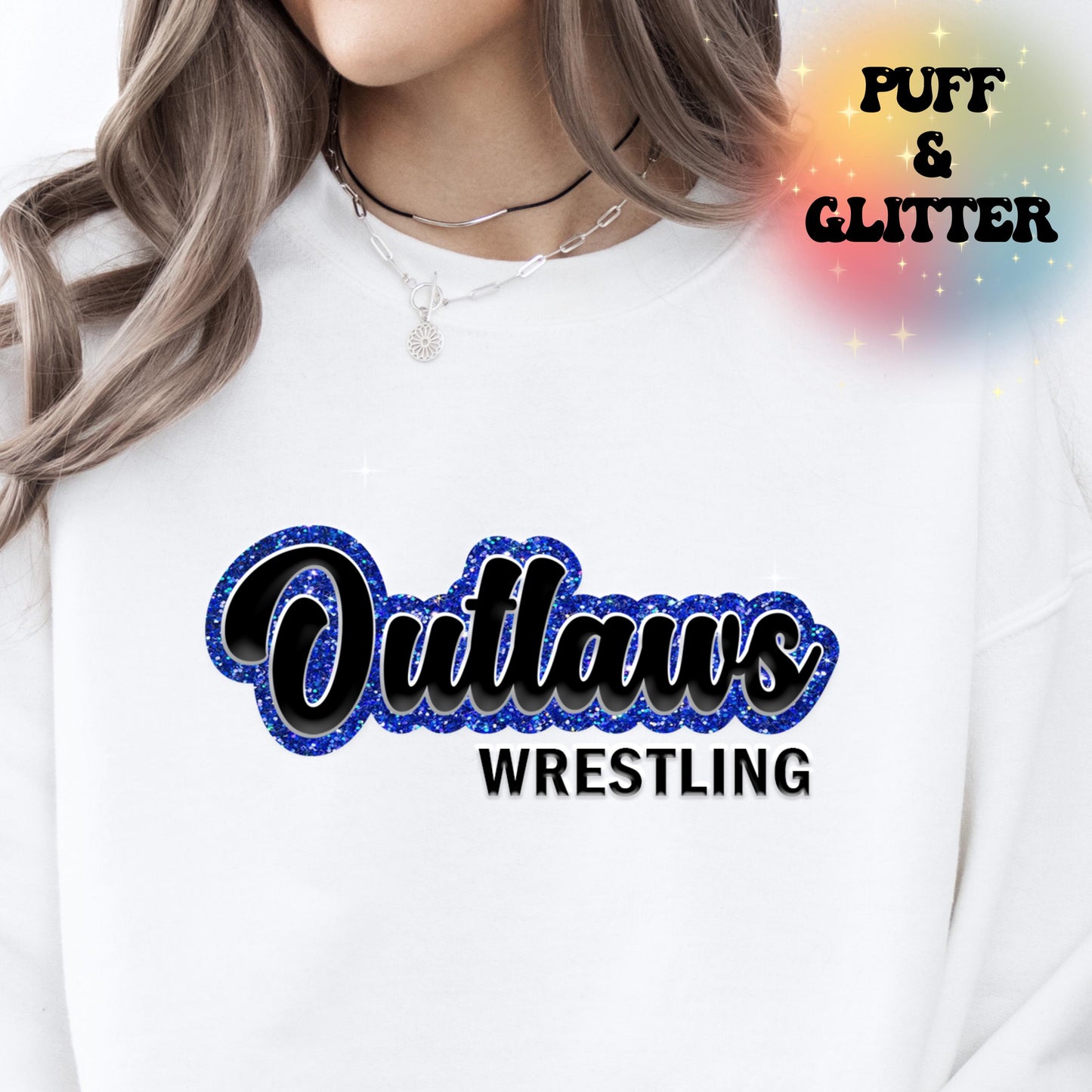 Custom Puff Print Team Name Wrestling Sweatshirt, Glitter & Embossed Mascot Sweater, Custom School Spirit Tee Shirt, Gift Idea