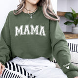 Personalized Puff Embossed Mama Sweatshirt with Kid Names on Sleeve (FILLED)