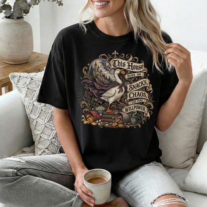 This House Runs on Snacks Chaos and Pure Willpower Shirt