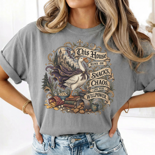 My House Runs on Snacks Chaos and Pure Willpower Shirt