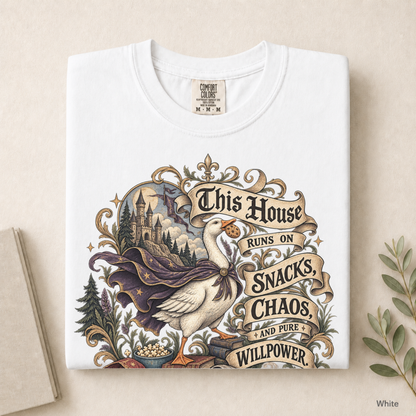 This House Runs on Snacks Chaos and Pure Willpower Shirt