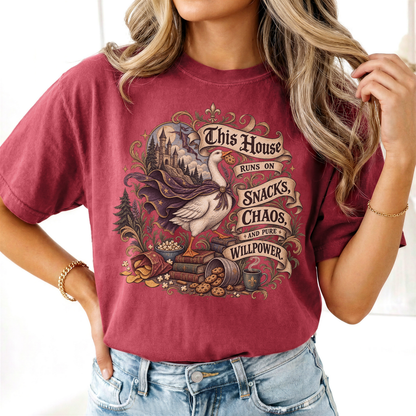 This House Runs on Snacks Chaos and Pure Willpower Shirt