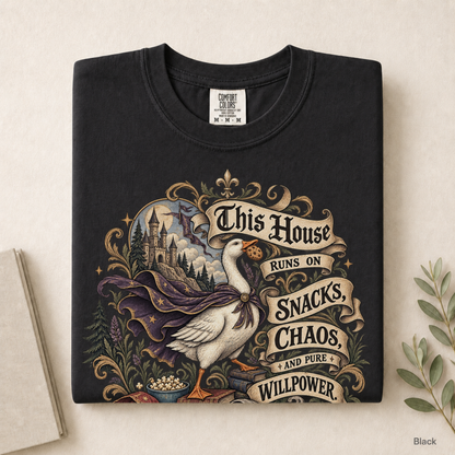 This House Runs on Snacks Chaos and Pure Willpower Shirt