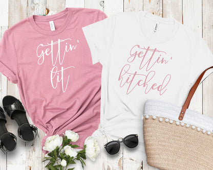 Getting Lit Shirt, Getting Lit Getting Hitched, Getting Hitched Tshirt, Bridesmaid Shirts, Bridesmaid Proposal, Funny Bachelorette 6-21