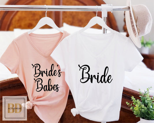 Bridal Party Vneck shirts, Bride's Babes Vnecks, Bride Vneck, Bachelorette Party Shirts, Bridesmaid Gift, Proposal Gift, Bride Tee 7-21