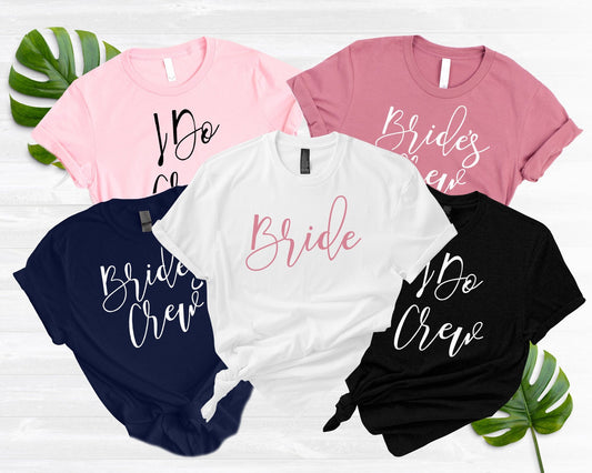 Bachelorette Party Shirt, Brides Crew, I Do Crew Shirts, Bridal Party Shirts, Bridesmaid Gift, Proposal Box, Mauve, Pink, Navy, Black, Set