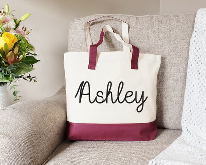 Zipper Tote Bag, Custom Tote Bag Canvas - Tote Bag Personalized Tote Bag Women - Bridesmaid Tote Bag Gift - Personalized Tote Bag