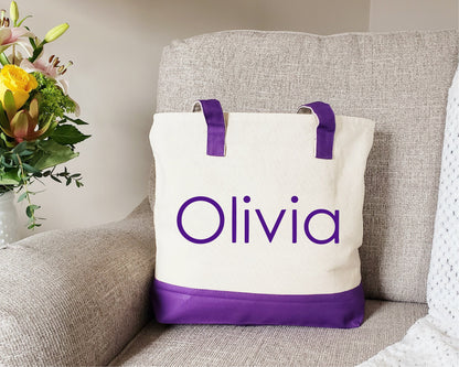 Zipper Tote Bag, Custom Tote Bag Canvas - Tote Bag Personalized Tote Bag Women - Bridesmaid Tote Bag Gift - Personalized Tote Bag