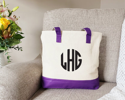 Zipper Tote Bag, Initial Tote Bag, Monogram Tote Bag, Gift For Her, Custom Tote Bag, Bridesmaid Gift, Bridesmaid Bag, Personalized Tote Bag