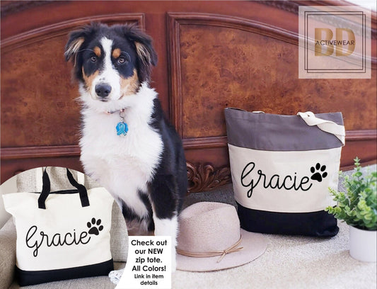 Dog Mom Tote, Dog Tote Bag Personalized, , Dog Bag for Traveling, pet gift, Dog Bag for Treats, Cotton Canvas, Dog Bag for Supplies, Womens