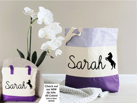 Horse tote, Personalized horse tote, Horse tote for women, Horse tote bag canvas, Equestrian tote bag, Personalized gift, Cotton Canvas Tote