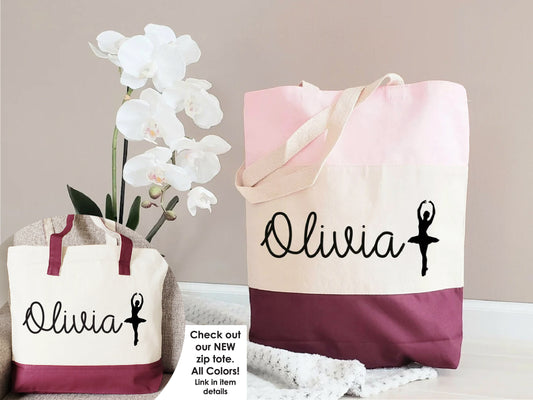 Ballet bag, Ballet bag for girls, Ballet bag personalized, Ballet bag for women, Ballet tote bag, Personalized gift, Cotton Canvas Tote