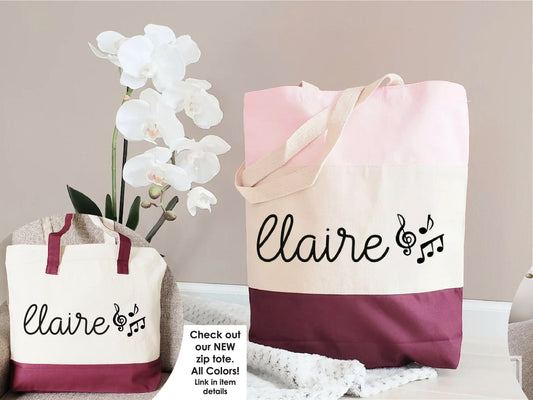 Music tote bag, Music bag personalized, Piano lesson bag, Music gifts personalized, Music gifts, Custom Tote, Personalized Tote Bag