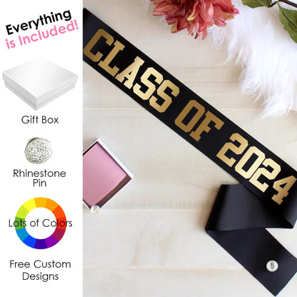 Class of Sash, Personalized Graduation Sash, Senior Night Sash, Graduation Sash, Senior Sash, Custom Graduation Sash, Custom Grad Gift