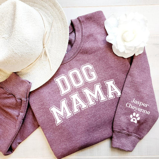Personalized Dog Mom Sweatshirt with Sleeve, Crewneck or Hoodie, T Shirt, Fur Mama Sweater, Dog Mom Shirt, Custom Dog Mom Gift, Pet Shirt