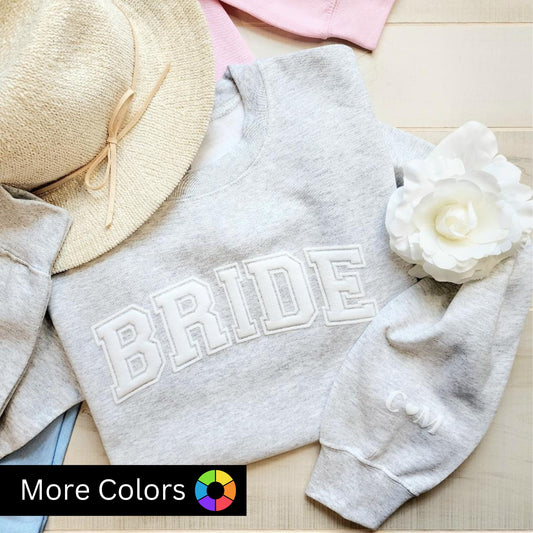 Bride Sweatshirt Initial Heart Sleeve Crew, Personalized Gift for Bride, Engagement Gift, Unique Bridal Shower, Future Mrs, Established