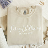 Custom Mrs Sweatshirt with Roman Numeral Wedding Date, Puff Embossed, Personalized Gift For Bride, Future Mrs, Bride To Be, Wifey Sweater