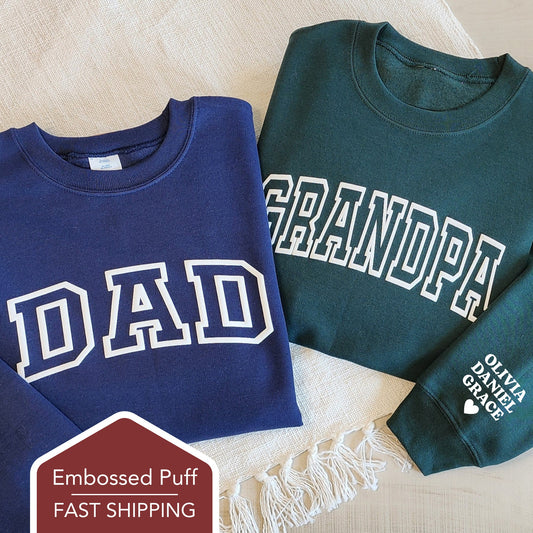 Dad Embossed Sweatshirt With Kids Names, Custom Daddy Sweatshirt, New Dad Sweater, Birthday Gift for Dad, Fathers Day Gift from Wife