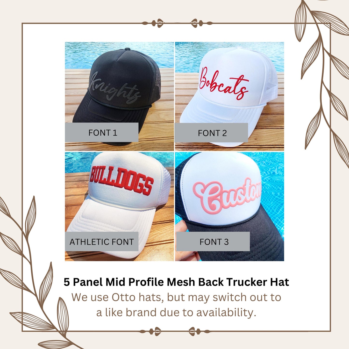 Custom Trucker Hat, Puff Embossed Print, Custom Baseball Hat, Team Hat, Football Mom Hat, Mascot Hat